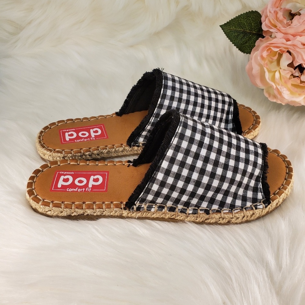 NWOT POP COMFORT FIT INDO FLAT SLIDES SIZE 6.5M - Picture 2 of 8
